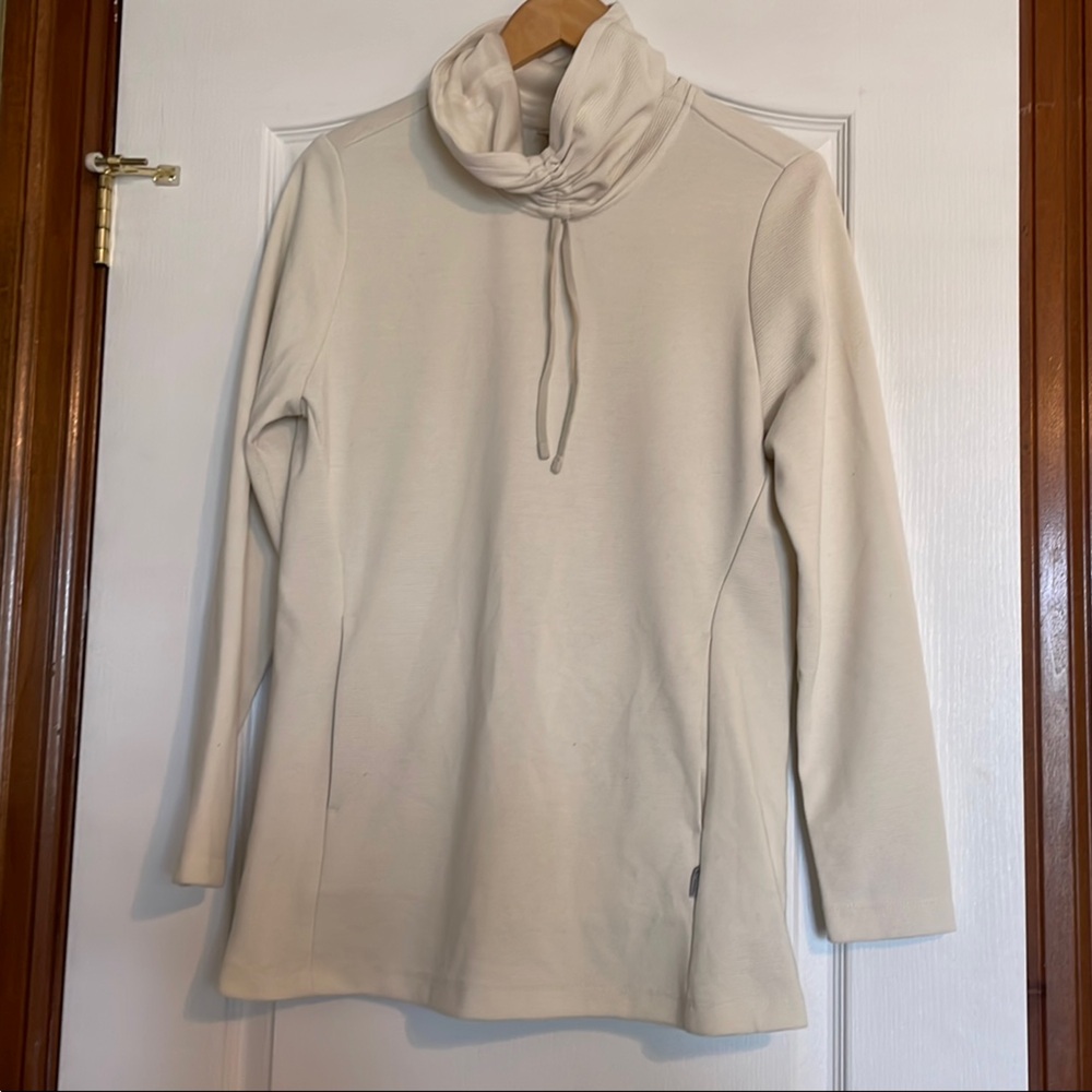 Cream Cowl Neck Sweater with Relaxed Fit
